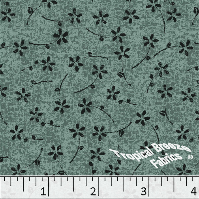 sage green, Standard Weave Floral Poly Cotton Dress Fabric 6221