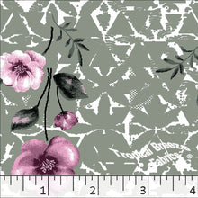 sage green, Standard Weave Floral Poly Cotton Dress Fabric 6235
