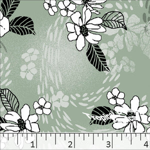 Standard Weave Floral Print Dress Fabric 6160 sage green