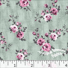 Standard Weave Floral Print Poly Cotton Fabric 6081 sage green