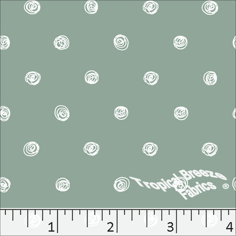 sage green, Standard Weave Swirl Dot Poly Cotton Dress Fabric 6236