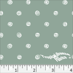 sage green, Standard Weave Swirl Dot Poly Cotton Dress Fabric 6236