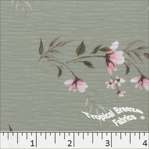 sage green, Rebecca Floral Knit Print Fabric 573518