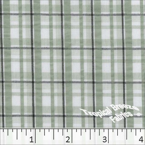 sage green, Seersucker Plaid Dress Fabric 48851