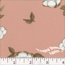 salmon, Interlock Knit Floral Print Polyester Fabric 57450