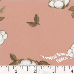 salmon, Interlock Knit Floral Print Polyester Fabric 57450