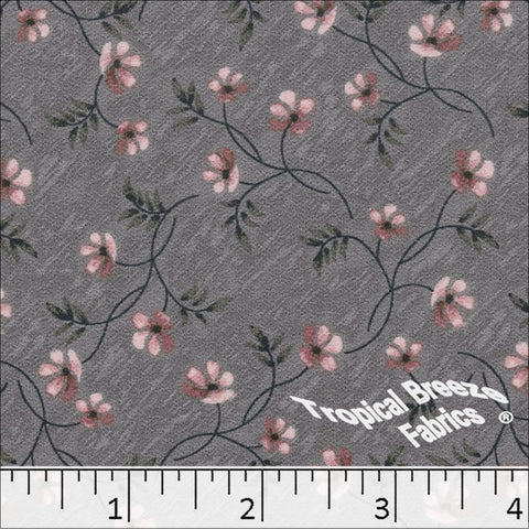 salmon, Koshibo Floral Print Polyester Fabric 048611