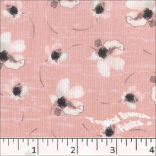 salmon, Pick Stripe Floral Print Polyester Fabric 042512