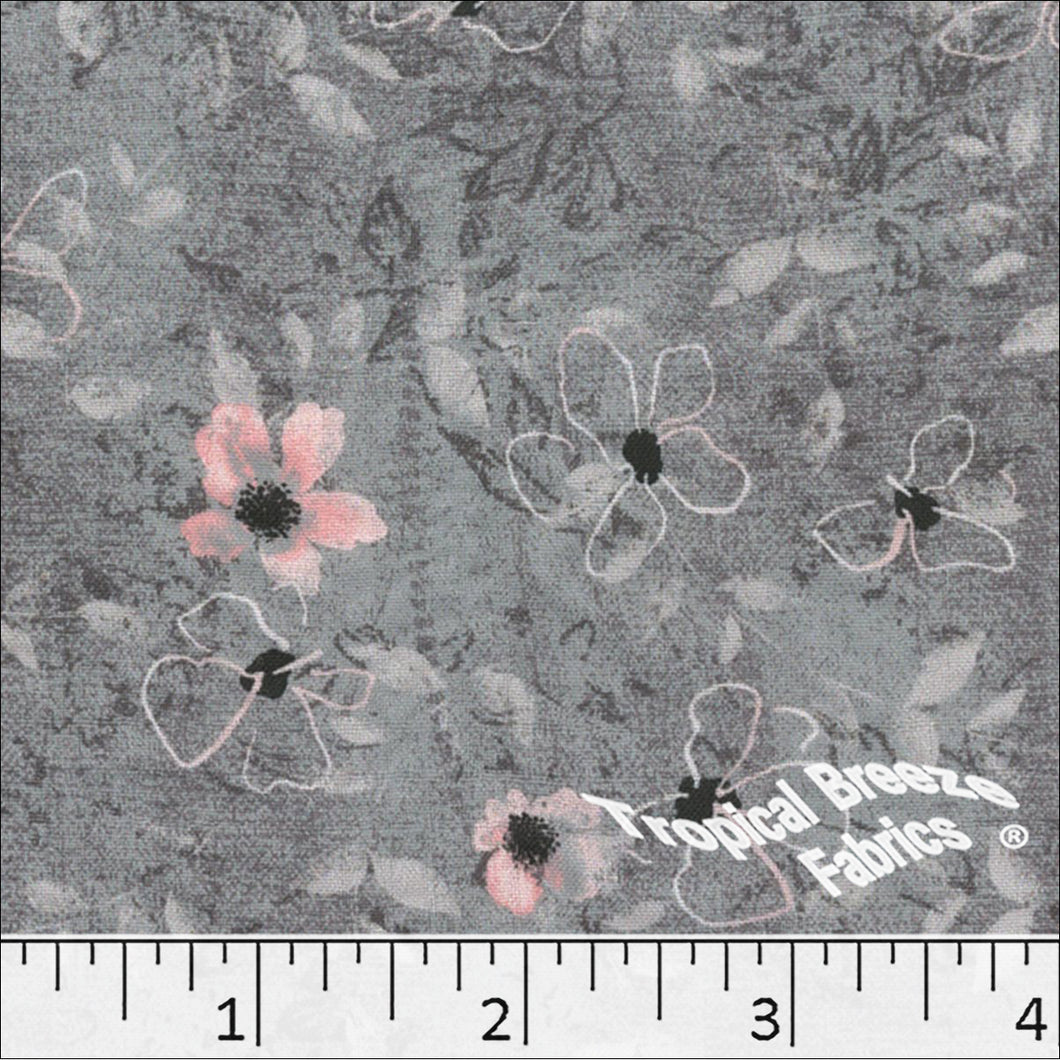 salmon, Pluma Print Polyester Fabric 04543