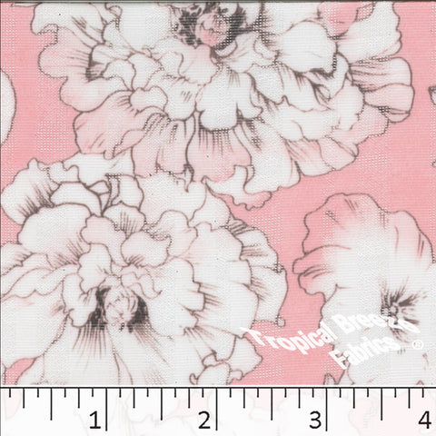 Poly Rayon Large Floral Print Fabric 04430 salmon