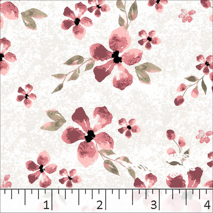 salmon, Standard Weave Floral Poly Cotton Dress Fabric 6232
