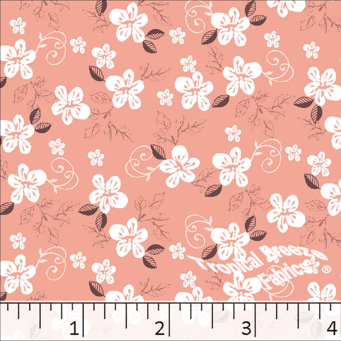 Standard Weave Floral Poly Cotton Fabric 6111 salmon