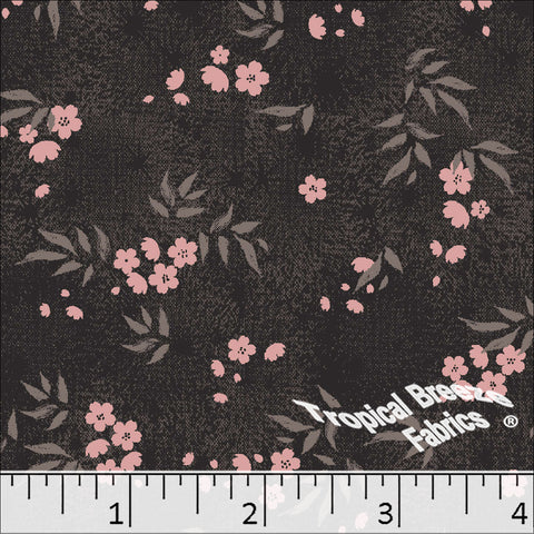 salmon, Standard Weave Floral Print Poly Cotton Fabric 6291