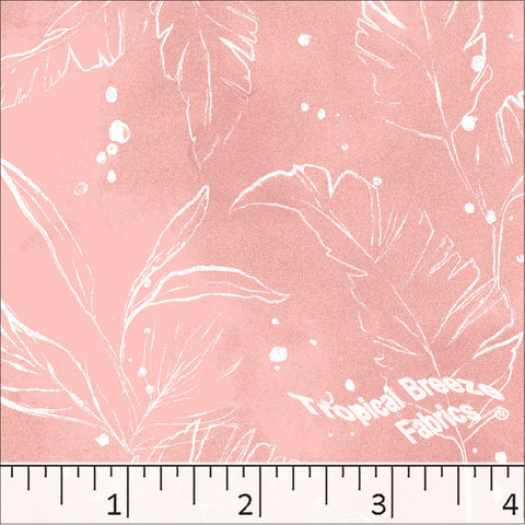salmon, Standard Weave Foliage Print Poly Cotton Fabric 6299