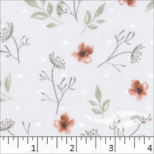 salmon, Swiss Dot Floral Knit Print Fabric 573511