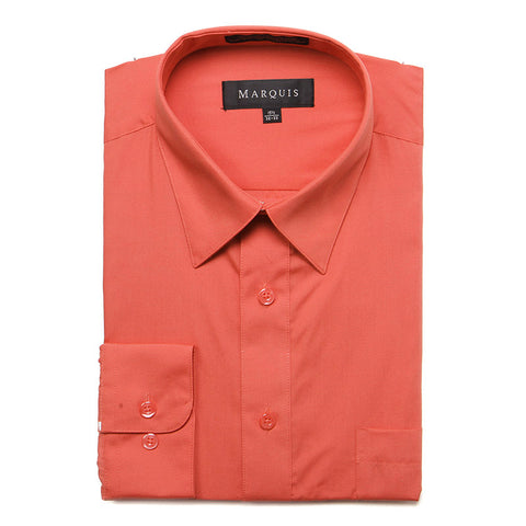 Men's Classic Solid Color Dress Shirts 009 - Salmon / 15 32-33 Men's Classic Solid Color Dress Shirts 009 - Salmon / 15 32-33