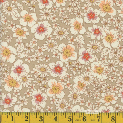 sand, Floral Airlflow Polyester Fabric 1378