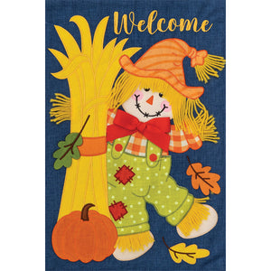 Fall & Winter Burlap Garden Flags scarecrow and corn stalks