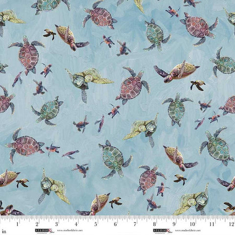 sea turtles, A Drop Into the Ocean Cotton Fabric 88