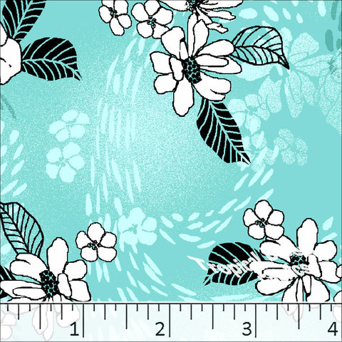 Standard Weave Floral Print Dress Fabric 6160 sea foam