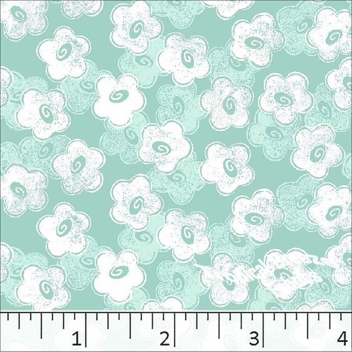 Poly Cotton Blossom Dress Fabric seafoam