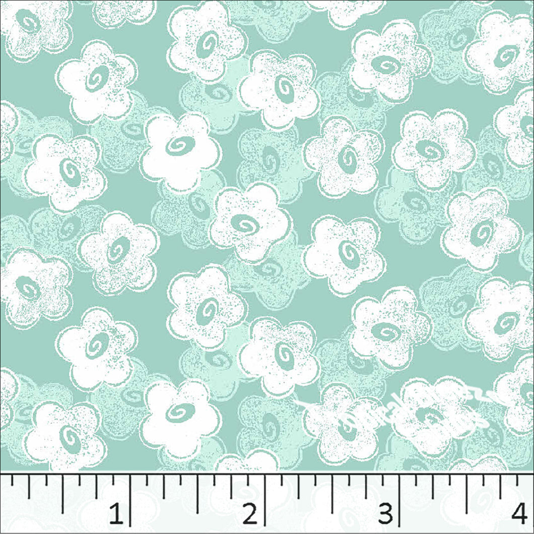 Poly Cotton Blossom Dress Fabric seafoam