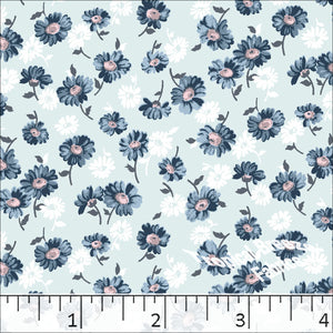 Scattered Daisies Poly Cotton Dress Fabric Sea Foam