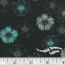 seafoam, Dream Crepe Stretch Floral Print Polyester Fabric 04944