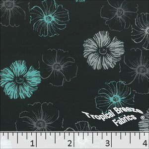 seafoam, Dream Crepe Stretch Floral Print Polyester Fabric 04944