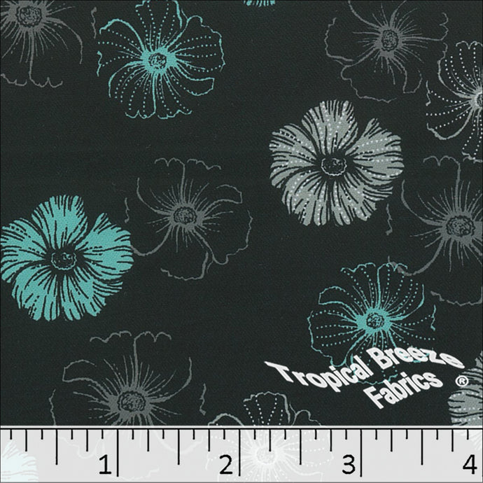 seafoam, Dream Crepe Stretch Floral Print Polyester Fabric 04944