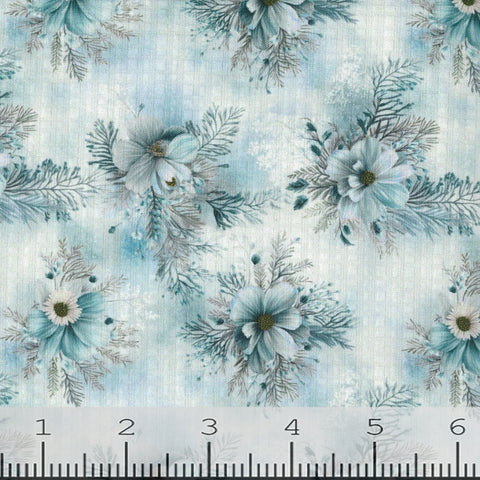 seafoam, Floral Print Knit Fabric CA257