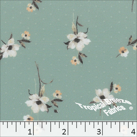 seafoam, Mini Dot Floral Print Dress Fabric 045514