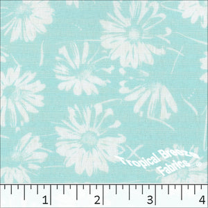 Poly Rayon Floral Print Fabric 04441 seafoam