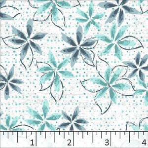 Standard Weave Floral Dots Print Poly Cotton Fabric 6083 seafoam