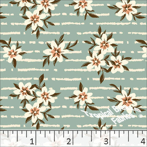 sea foam, Standard Weave Floral Print Poly Cotton Fabric 6295