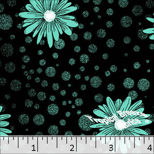 Standard Weave Flower Dots Poly Cotton Fabric 6117 seafoam