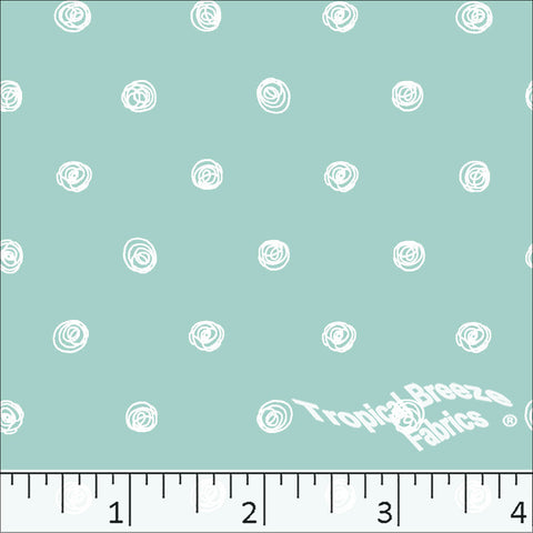 seafoam, Standard Weave Swirl Dot Poly Cotton Dress Fabric 6236
