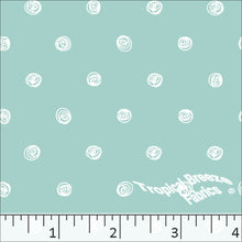 seafoam, Standard Weave Swirl Dot Poly Cotton Dress Fabric 6236