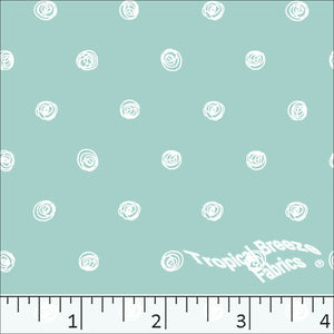 seafoam, Standard Weave Swirl Dot Poly Cotton Dress Fabric 6236