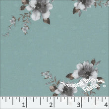 Swiss Dot Knit Floral Print Fabric 32343 seafoam