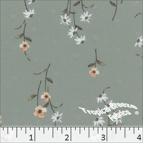 seafoam, Swiss Dot Knit Floral Print Polyester Fabric 573514