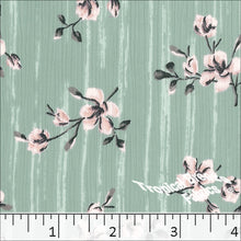 Seafoam, Yoryu Floral Print Polyester Fabric 048513