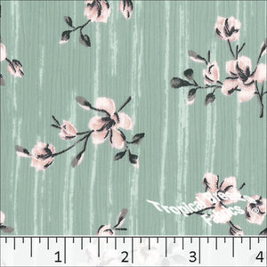 Seafoam, Yoryu Floral Print Polyester Fabric 048513