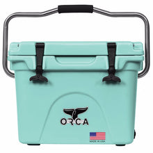 Orca 20 Quart Cooler in seafoam, front view