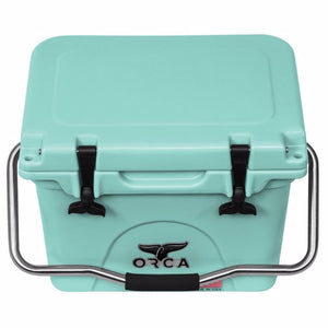 Orca 20 Quart Cooler in seafoam, top view