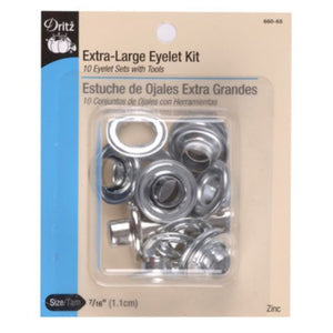 Dritz ~ (730-65T) - 1/4 Large 2 Part Eyelet Kit with Tool - 15 pc.