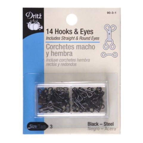 Black hooks and eyes.