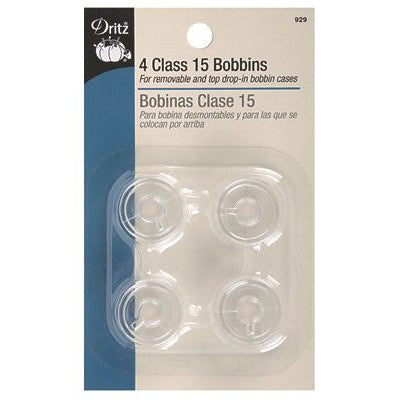 4 clear plastic bobbins