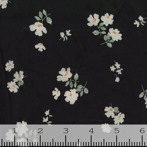 black, Shayla Floral Print Knit Fabric FA161