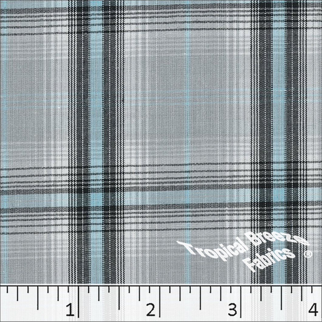 Poly Cotton Yarn Dye Plaid Fabric silver